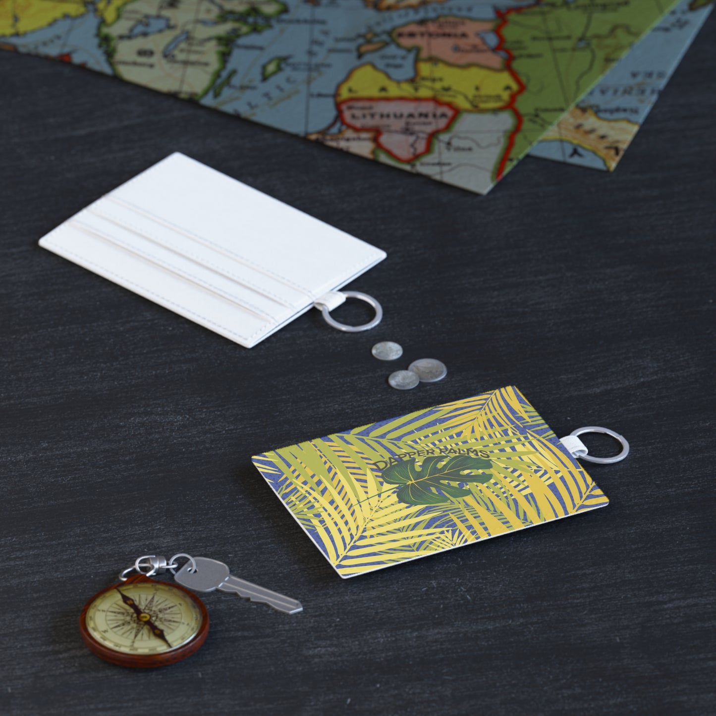 Dapper Palms Saffiano Leather Card Holder