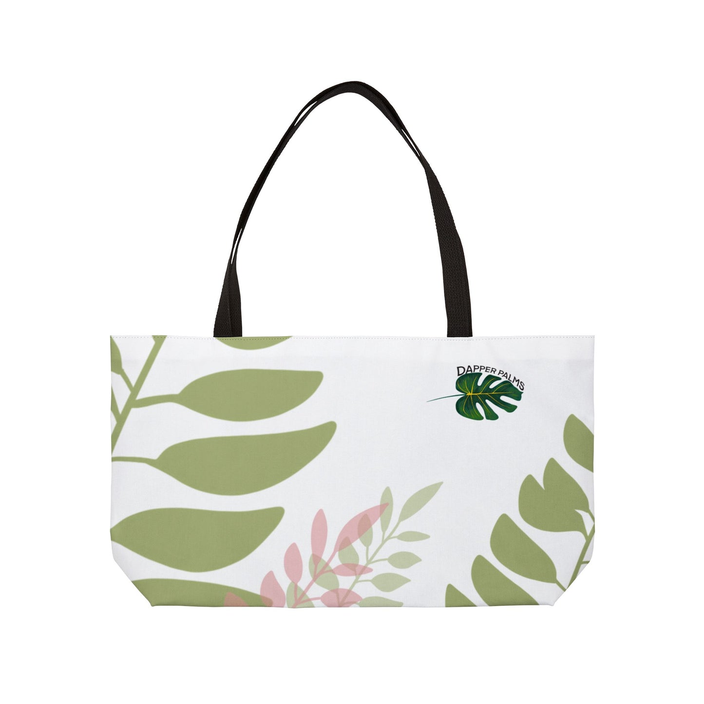 Dapper Palms Pink and Green Leaf Tote Bag