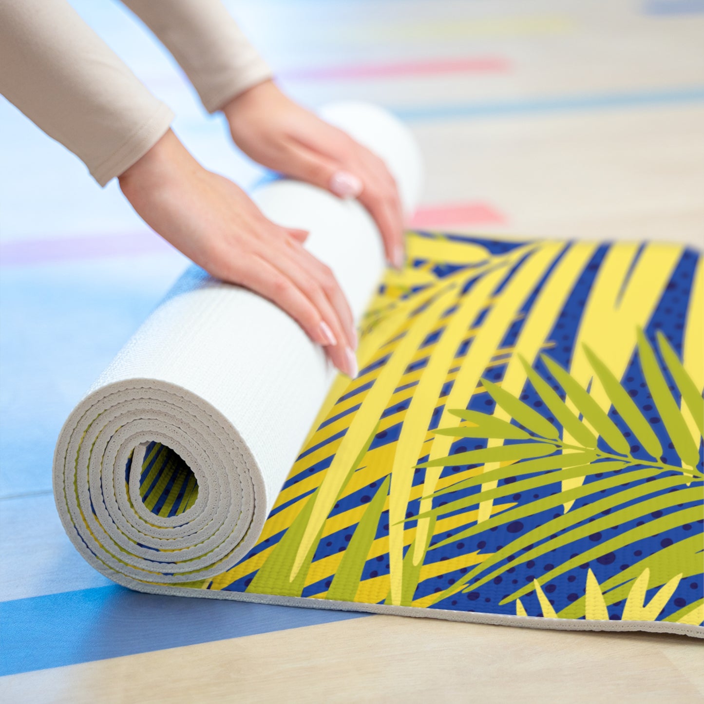 Dapper Palms Tropical Yoga Mat - Eco-Friendly Exercise Mat for Home & Studio