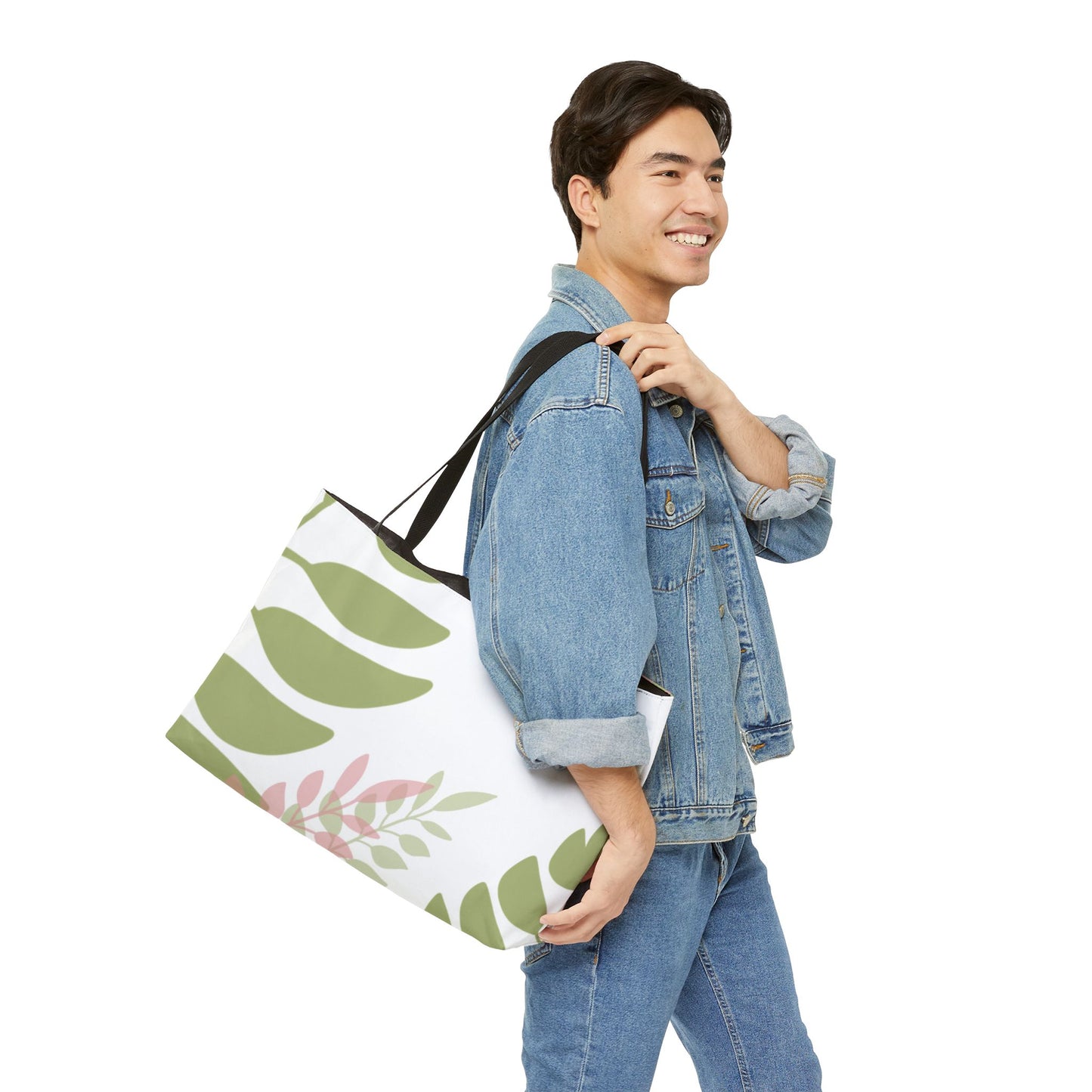 Dapper Palms Pink and Green Leaf Tote Bag