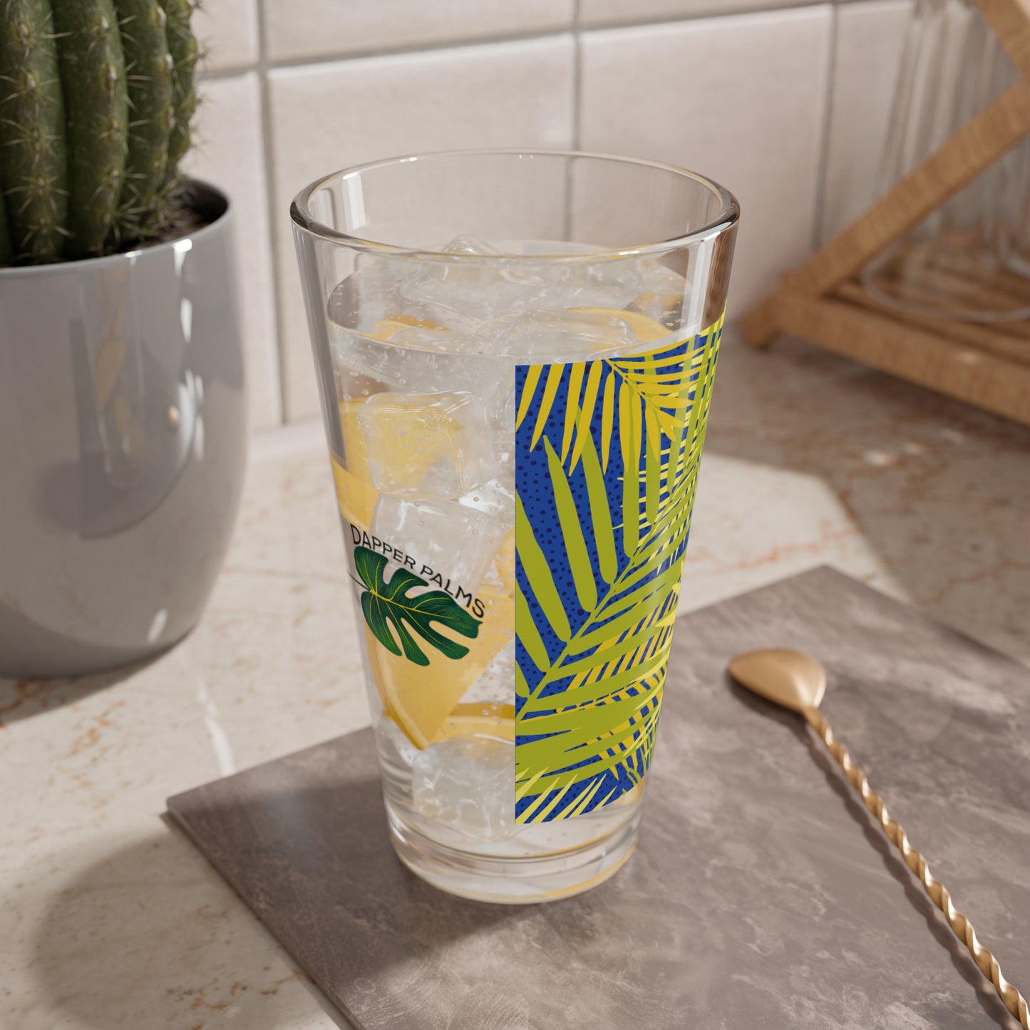 Dapper Palms 16oz Tropical Mixing Glass - Island Inspired Drinkware