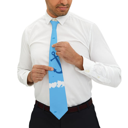 Dapper Palms Nautical Necktie - Stylish Blue Tie for Maritime Enthusiasts